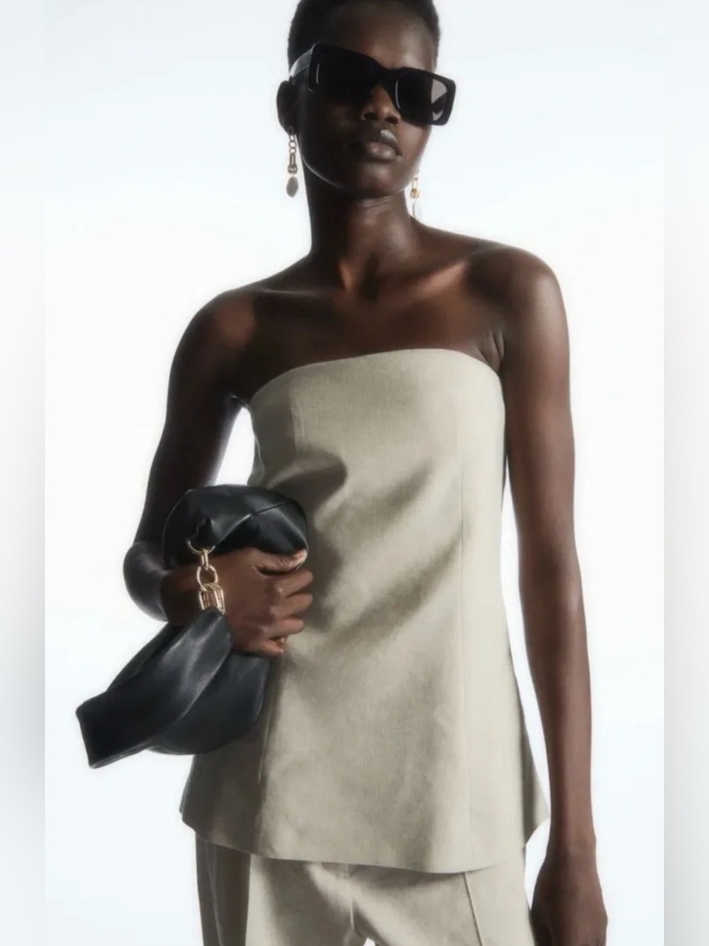 COS Linen Bustier Strapless Top US 10 in Stone - Picture 3 of 7